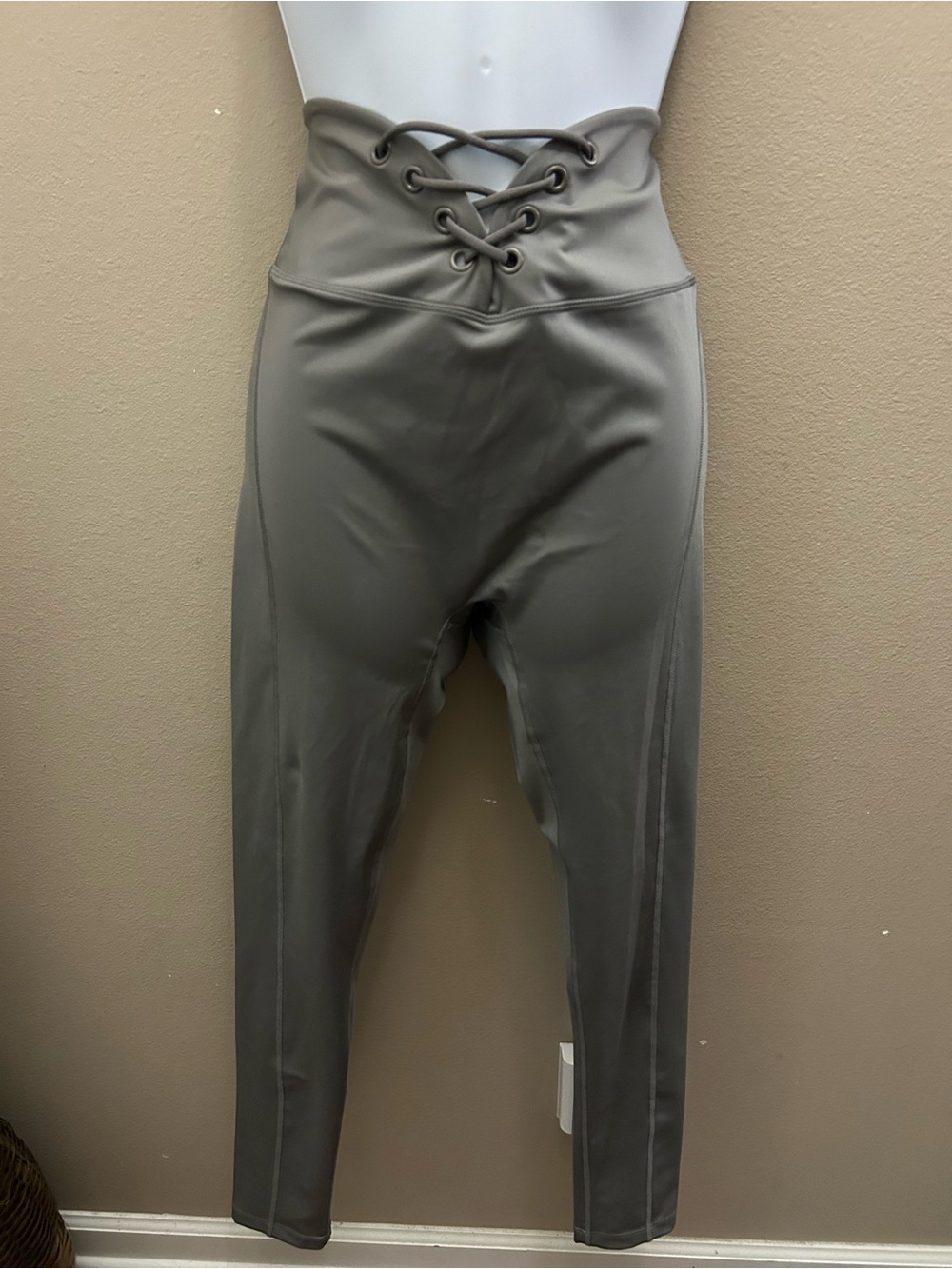 Fashion Nova Gray High-Waist Lace-Up Leggings